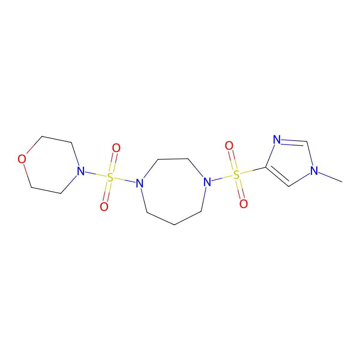 1-[(1-methyl-1H-imidazol-4-yl)sulfonyl]-4-(morpholine-4-sulfonyl)-1,4-diazepane molecular structure, CAS 1903538-95-3