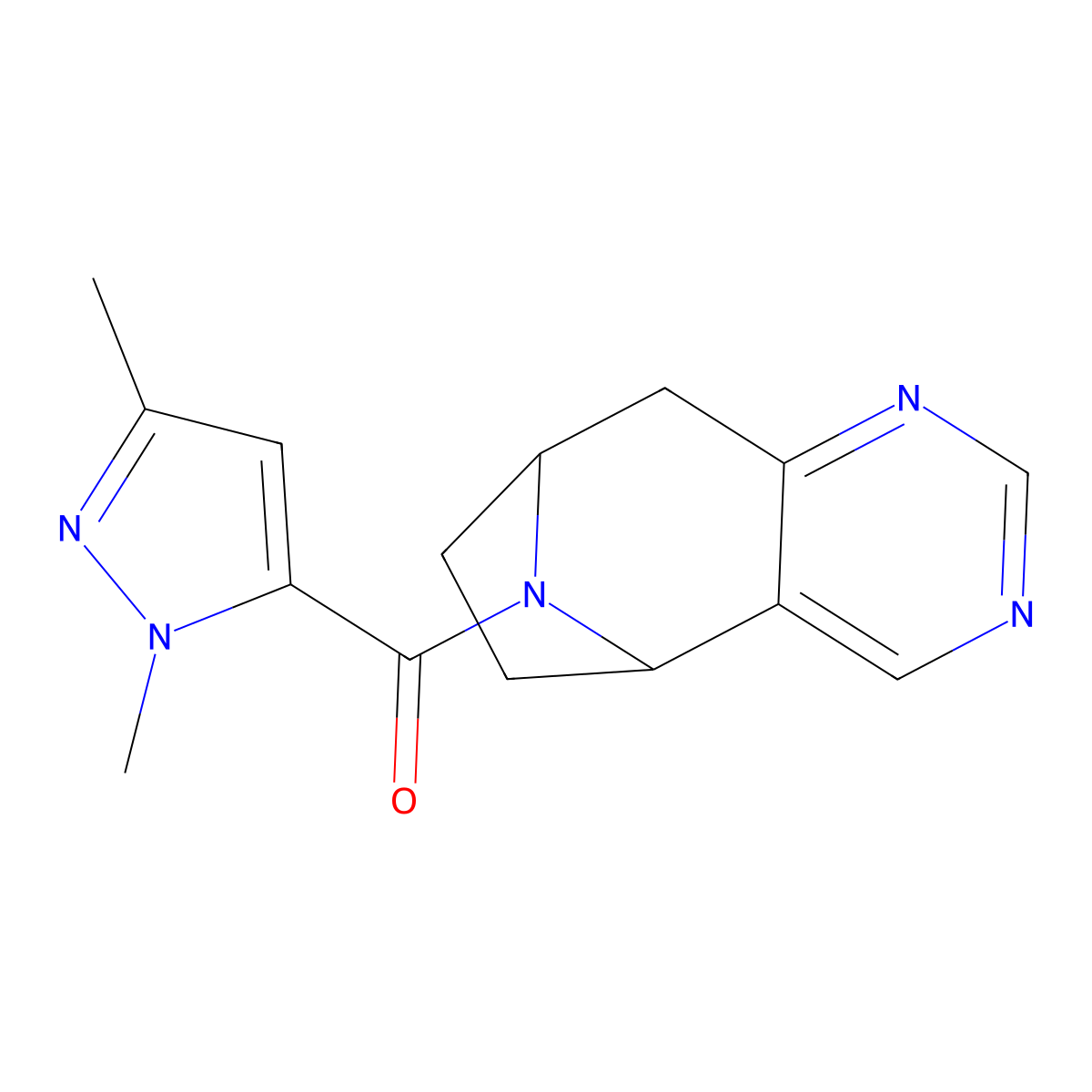 12-(1,3-dimethyl-1H-pyrazole-5-carbonyl)-4,6,12-triazatricyclo[7.2.1.0^{2,7}]dodeca-2(7),3,5-triene molecular structure, CAS 1903539-37-6