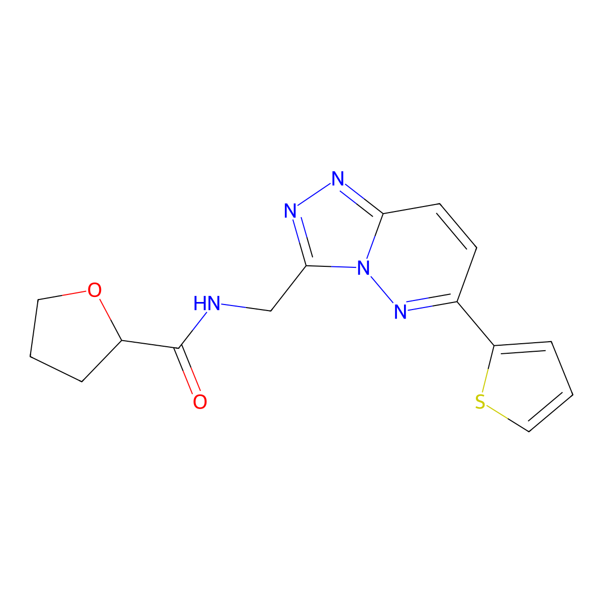 N-((6-(thiophen-2-yl)-[1,2,4]triazolo[4,3-b]pyridazin-3-yl)methyl)tetrahydrofuran-2-carboxamide molecular structure, CAS 1903539-88-7