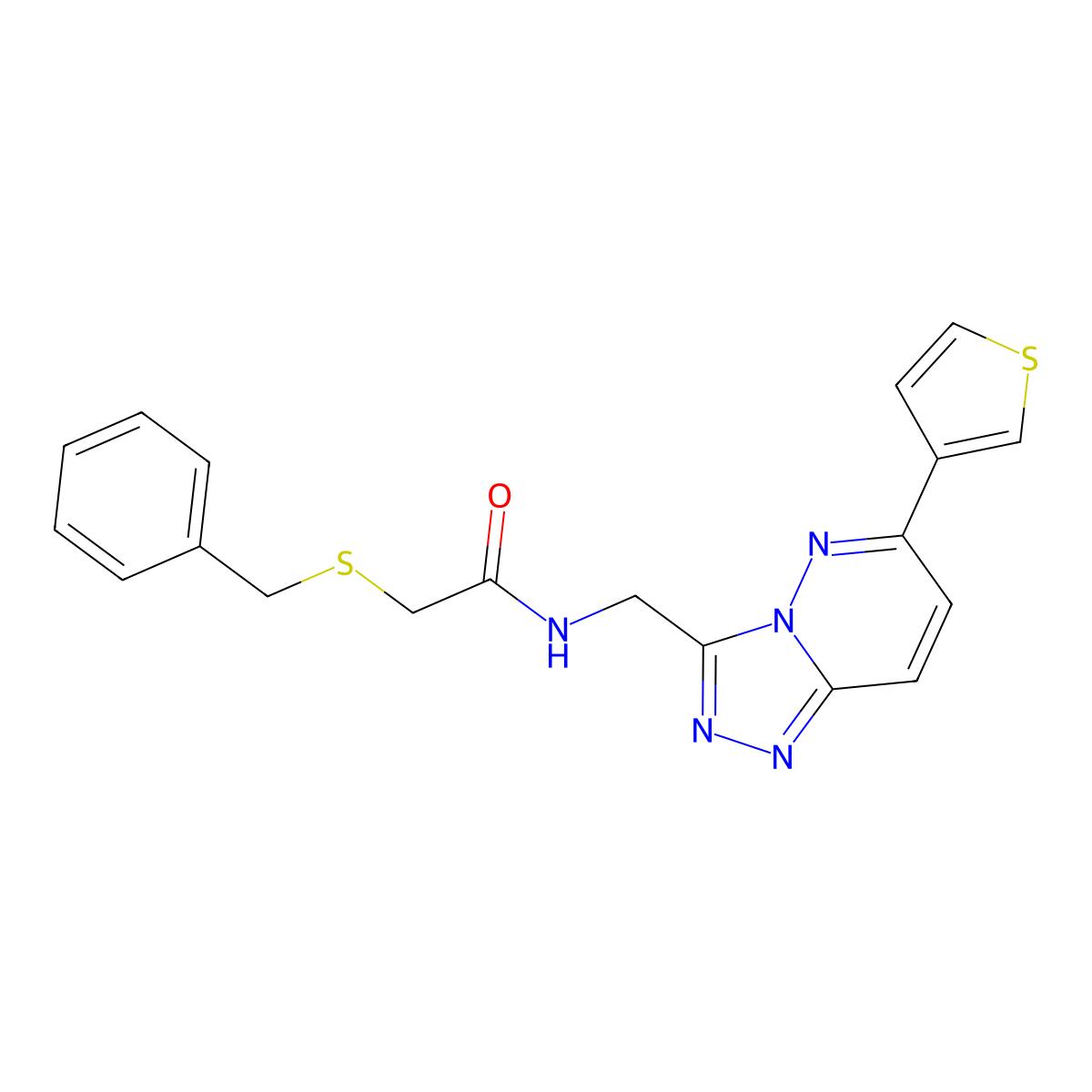 2-(benzylthio)-N-((6-(thiophen-3-yl)-[1,2,4]triazolo[4,3-b]pyridazin-3-yl)methyl)acetamide molecular structure, CAS 1903540-07-7