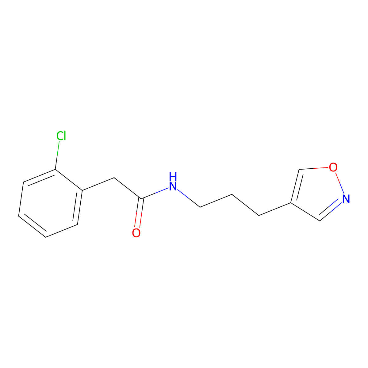 2-(2-chlorophenyl)-N-(3-(isoxazol-4-yl)propyl)acetamide molecular structure, CAS 1903540-12-4