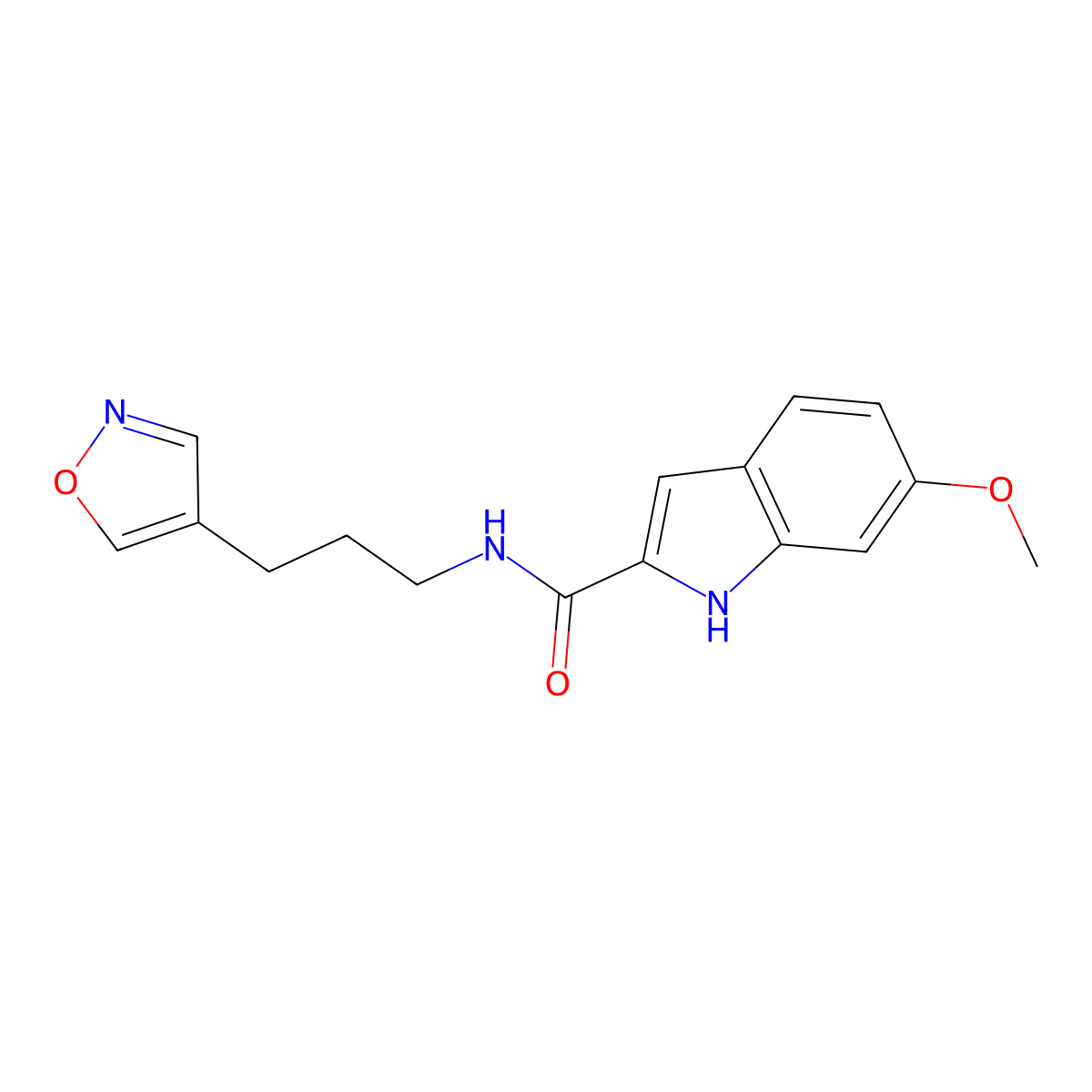 N-(3-(isoxazol-4-yl)propyl)-6-methoxy-1H-indole-2-carboxamide molecular structure, CAS 1903540-43-1