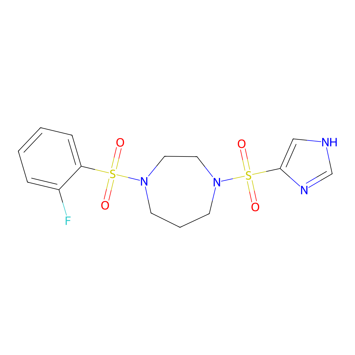1-((1H-imidazol-4-yl)sulfonyl)-4-((2-fluorophenyl)sulfonyl)-1,4-diazepane molecular structure, CAS 1903540-70-4