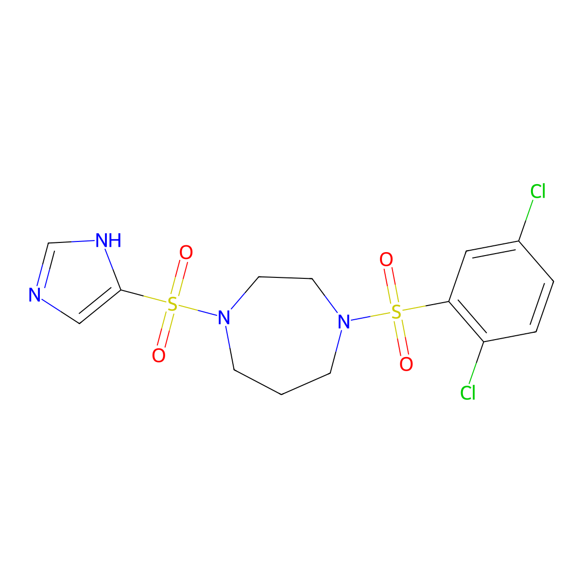 1-((1H-imidazol-4-yl)sulfonyl)-4-((2,5-dichlorophenyl)sulfonyl)-1,4-diazepane molecular structure, CAS 1903540-94-2