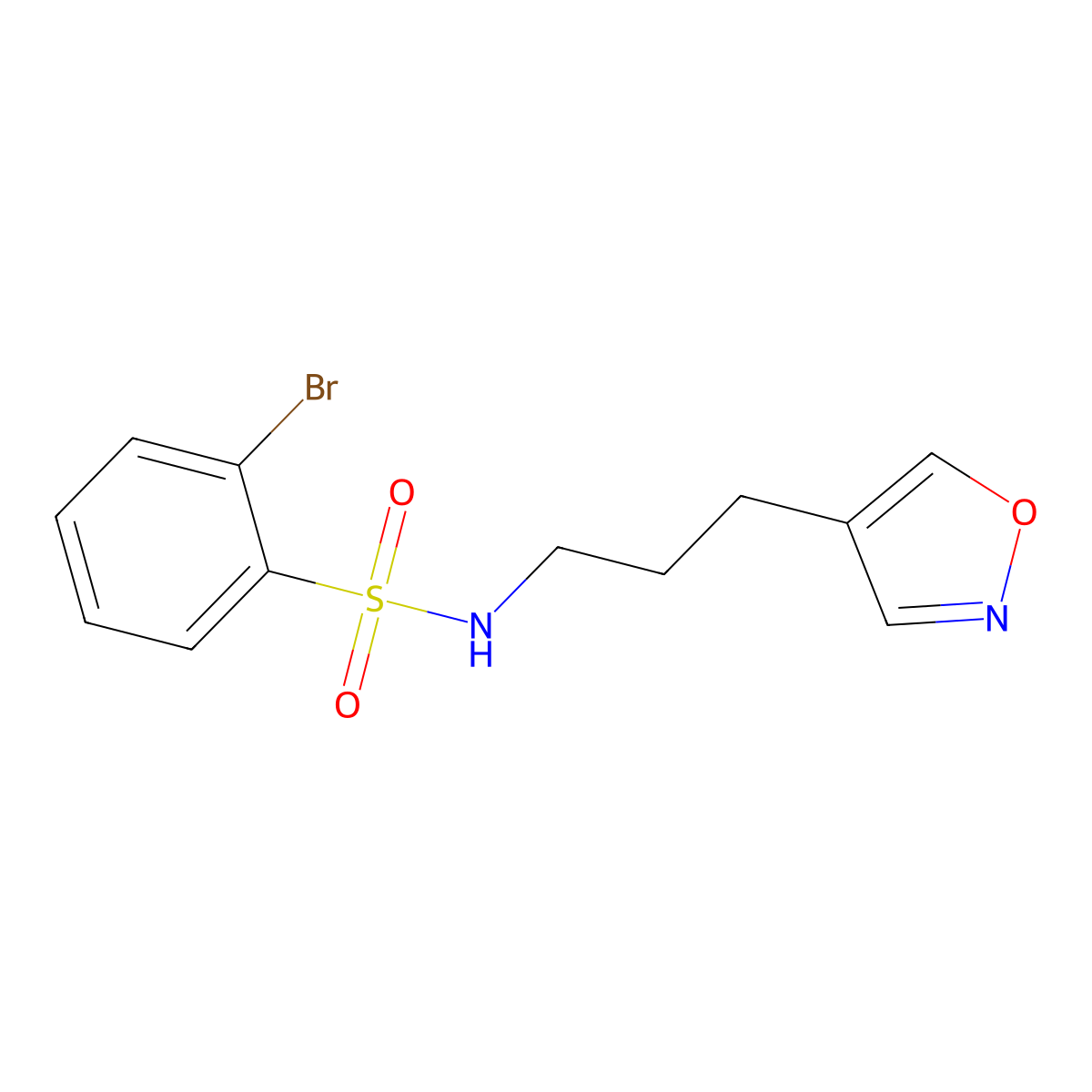 2-bromo-N-(3-(isoxazol-4-yl)propyl)benzenesulfonamide molecular structure, CAS 1903541-00-3