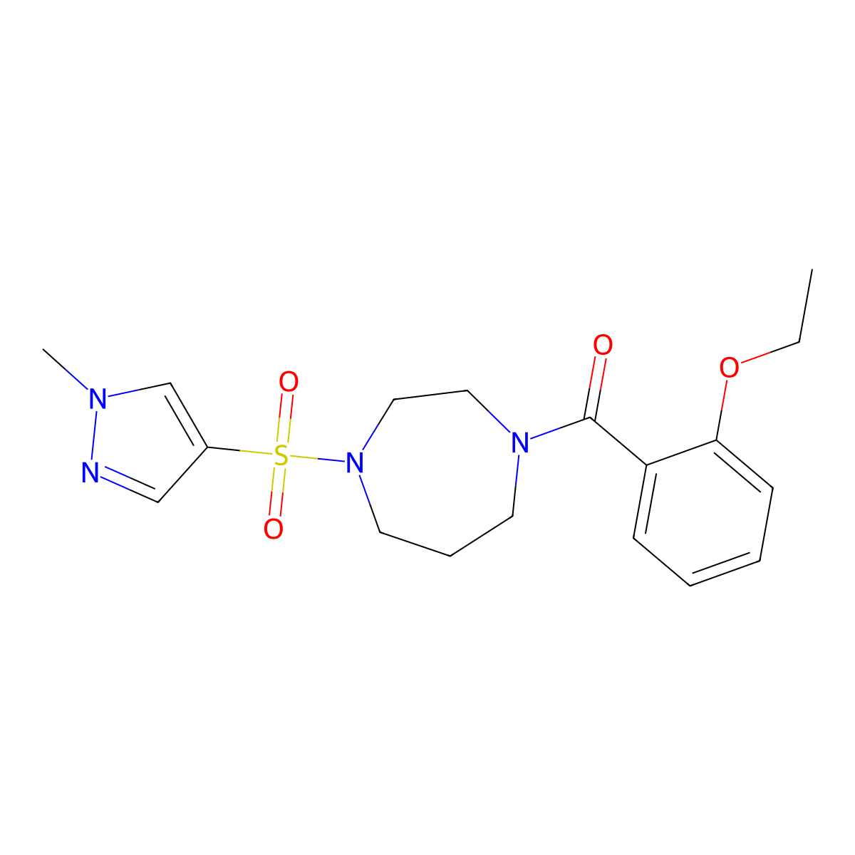 (2-ethoxyphenyl)(4-((1-methyl-1H-pyrazol-4-yl)sulfonyl)-1,4-diazepan-1-yl)methanone molecular structure, CAS 1903541-23-0