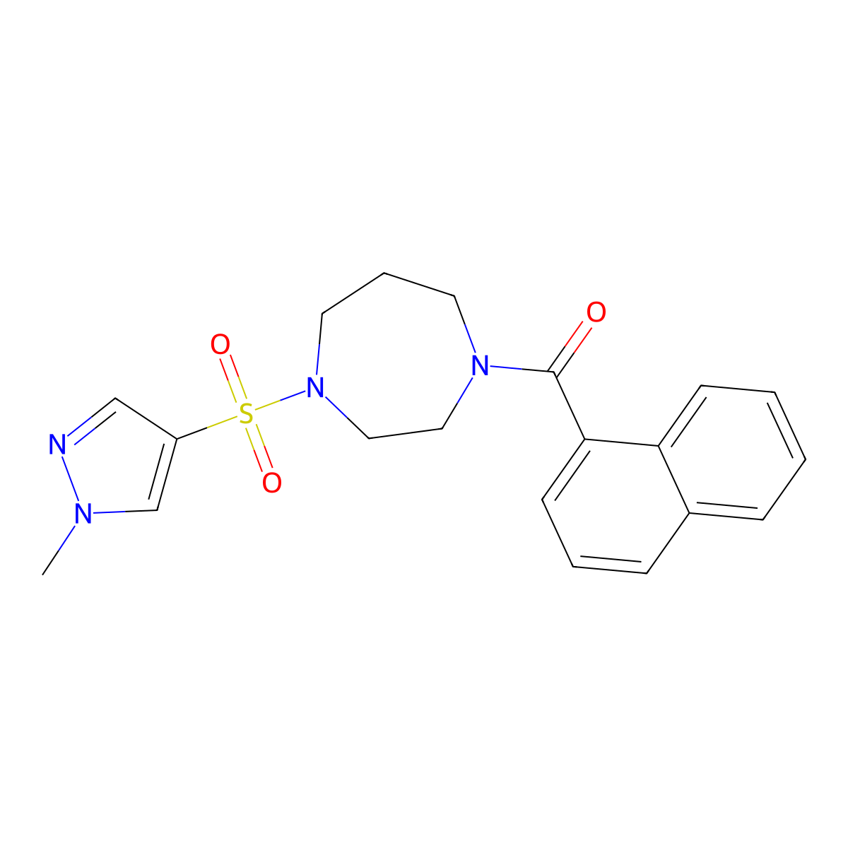(4-((1-methyl-1H-pyrazol-4-yl)sulfonyl)-1,4-diazepan-1-yl)(naphthalen-1-yl)methanone molecular structure, CAS 1903541-36-5