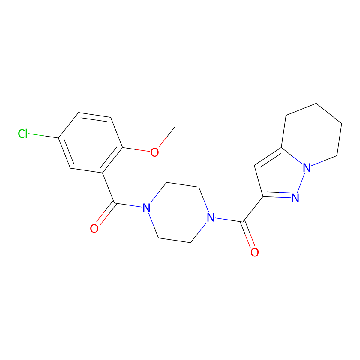 (4-(5-Chloro-2-methoxybenzoyl)piperazin-1-yl)(4,5,6,7-tetrahydropyrazolo[1,5-a]pyridin-2-yl)methanone molecular structure, CAS 1903544-96-6