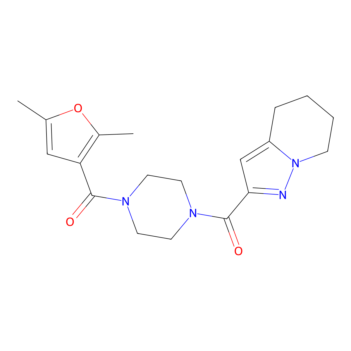 (4-(2,5-Dimethylfuran-3-carbonyl)piperazin-1-yl)(4,5,6,7-tetrahydropyrazolo[1,5-a]pyridin-2-yl)methanone molecular structure, CAS 1903545-92-5