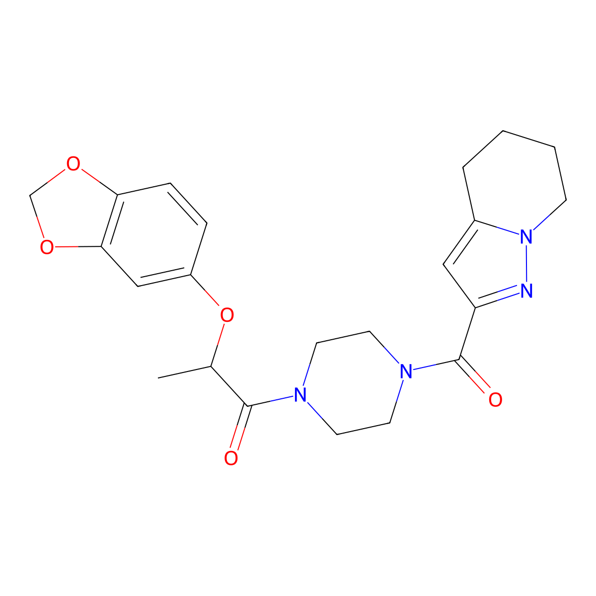 2-(Benzo[d][1,3]dioxol-5-yloxy)-1-(4-(4,5,6,7-tetrahydropyrazolo[1,5-a]pyridine-2-carbonyl)piperazin-1-yl)propan-1-one molecular structure, CAS 1903546-22-4
