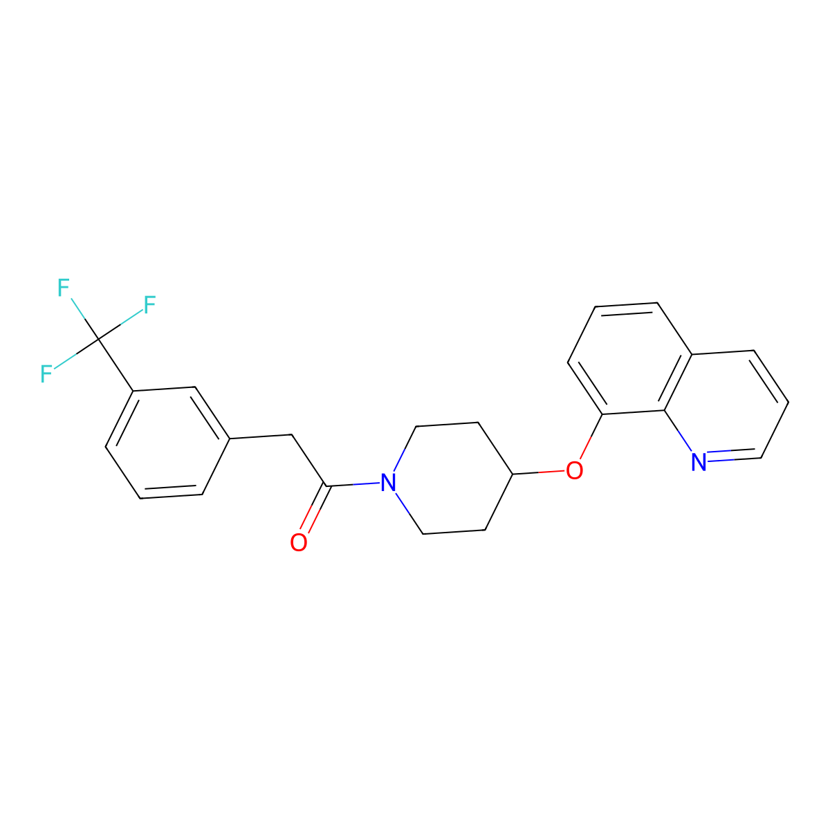 1-(4-(Quinolin-8-yloxy)piperidin-1-yl)-2-(3-(trifluoromethyl)phenyl)ethanone molecular structure, CAS 1903548-60-6