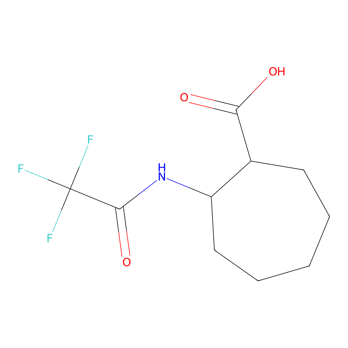 rac-(1R,2S)-2-(trifluoroacetamido)cycloheptane-1-carboxylic acid molecular structure, CAS 1903549-12-1
