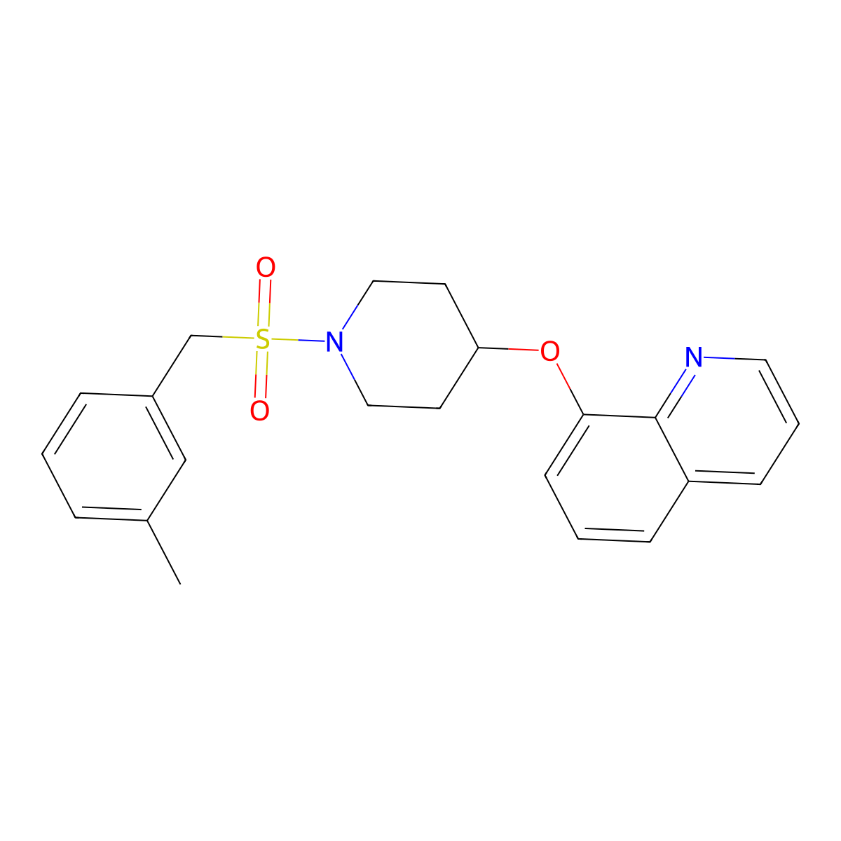 8-((1-((3-Methylbenzyl)sulfonyl)piperidin-4-yl)oxy)quinoline molecular structure, CAS 1903549-23-4