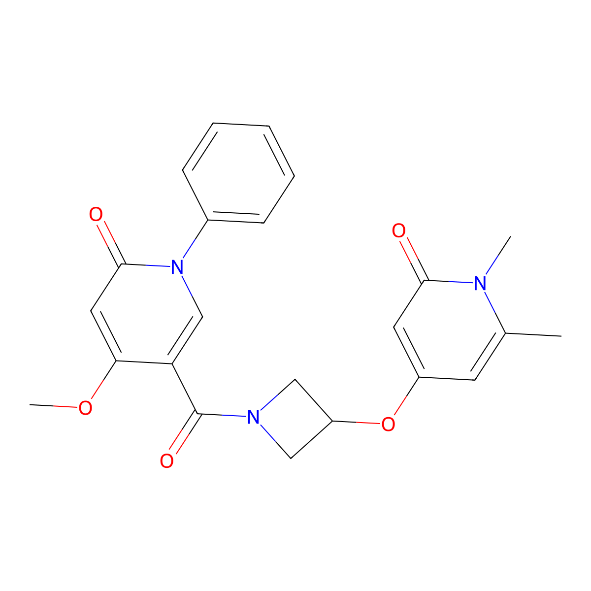 5-(3-((1,6-dimethyl-2-oxo-1,2-dihydropyridin-4-yl)oxy)azetidine-1-carbonyl)-4-methoxy-1-phenylpyridin-2(1H)-one molecular structure, CAS 1903550-39-9