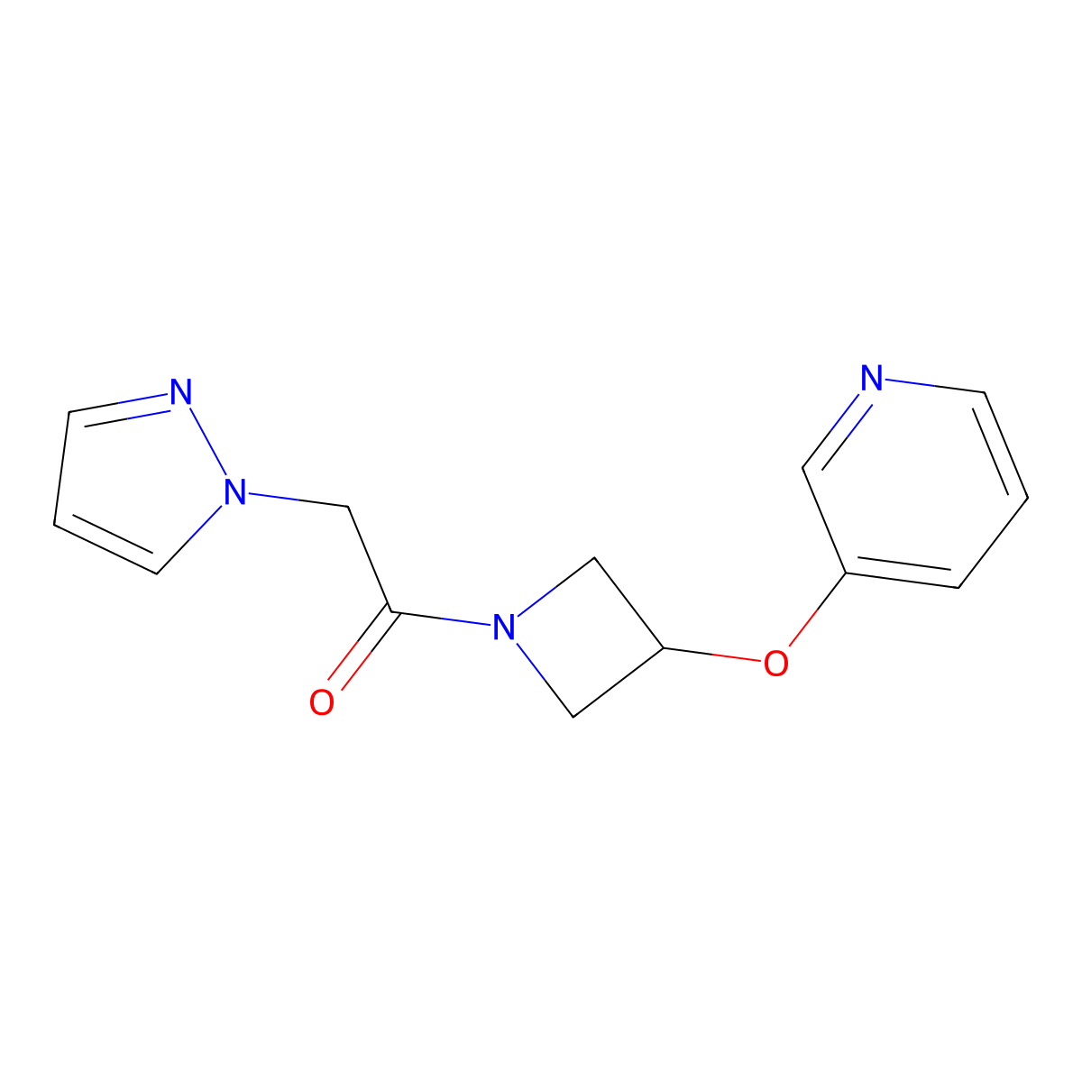 2-(1H-pyrazol-1-yl)-1-(3-(pyridin-3-yloxy)azetidin-1-yl)ethanone molecular structure, CAS 1903554-16-4