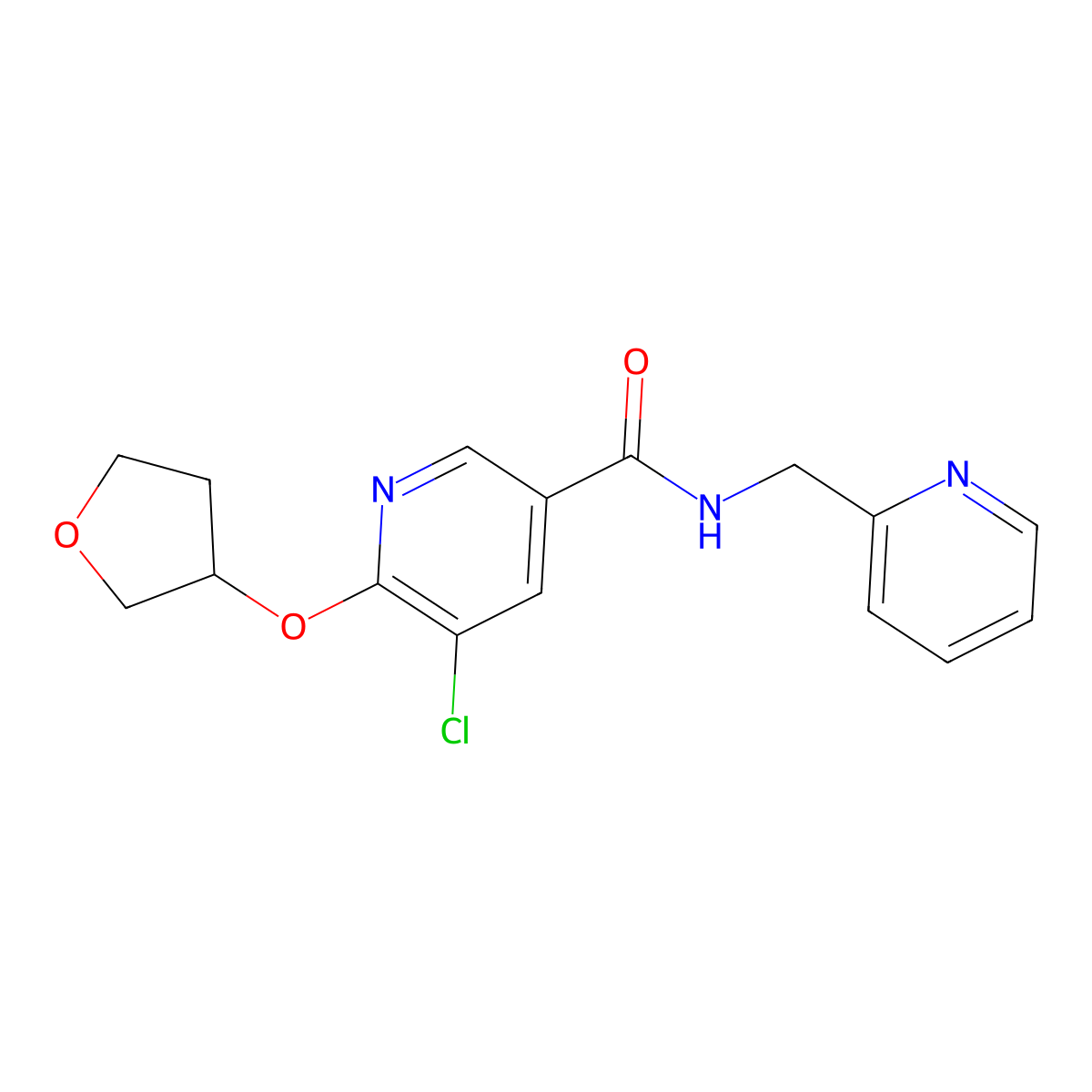 5-chloro-N-(pyridin-2-ylmethyl)-6-((tetrahydrofuran-3-yl)oxy)nicotinamide molecular structure, CAS 1903555-05-4