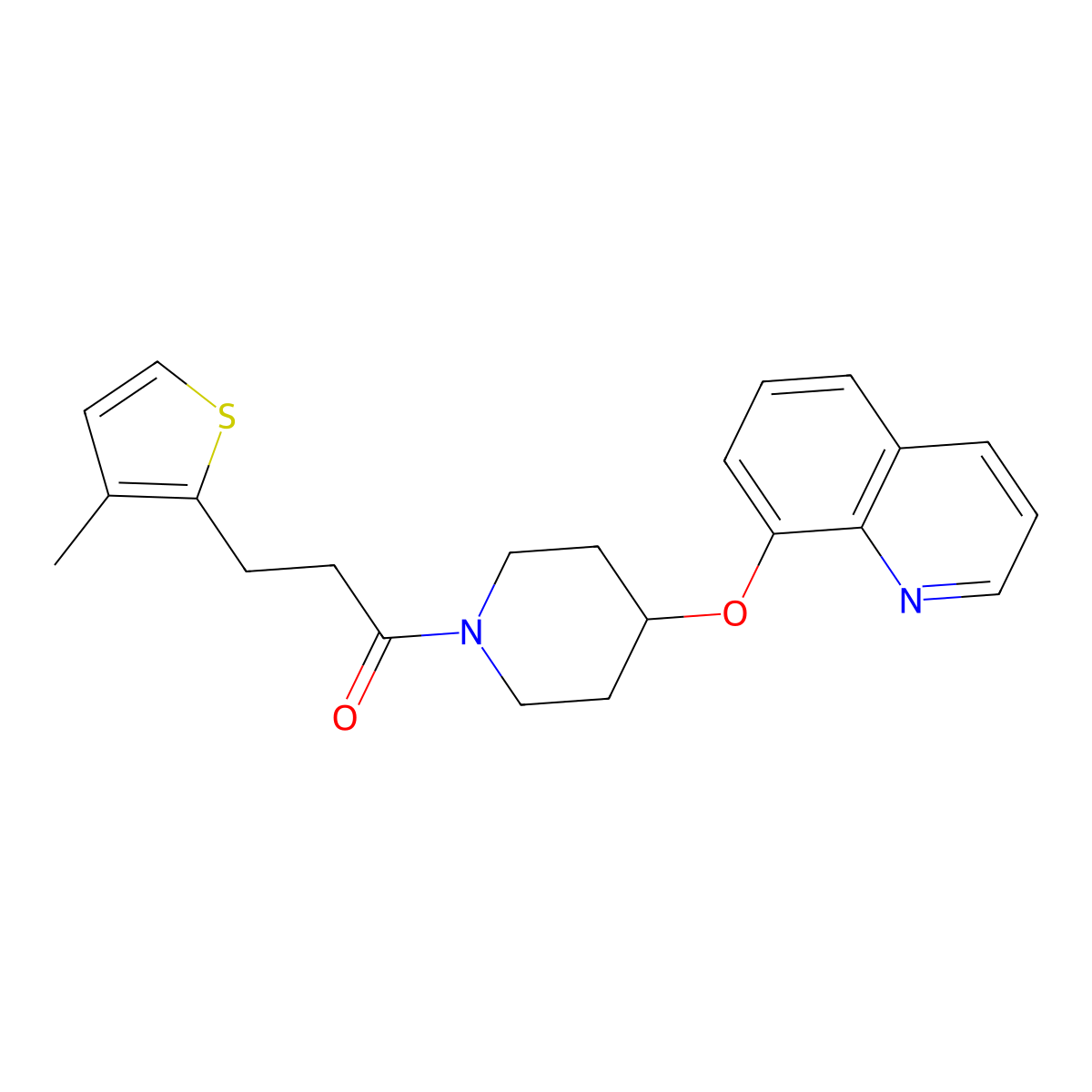 3-(3-Methylthiophen-2-yl)-1-[4-(quinolin-8-yloxy)piperidin-1-yl]propan-1-one molecular structure, CAS 1903555-25-8