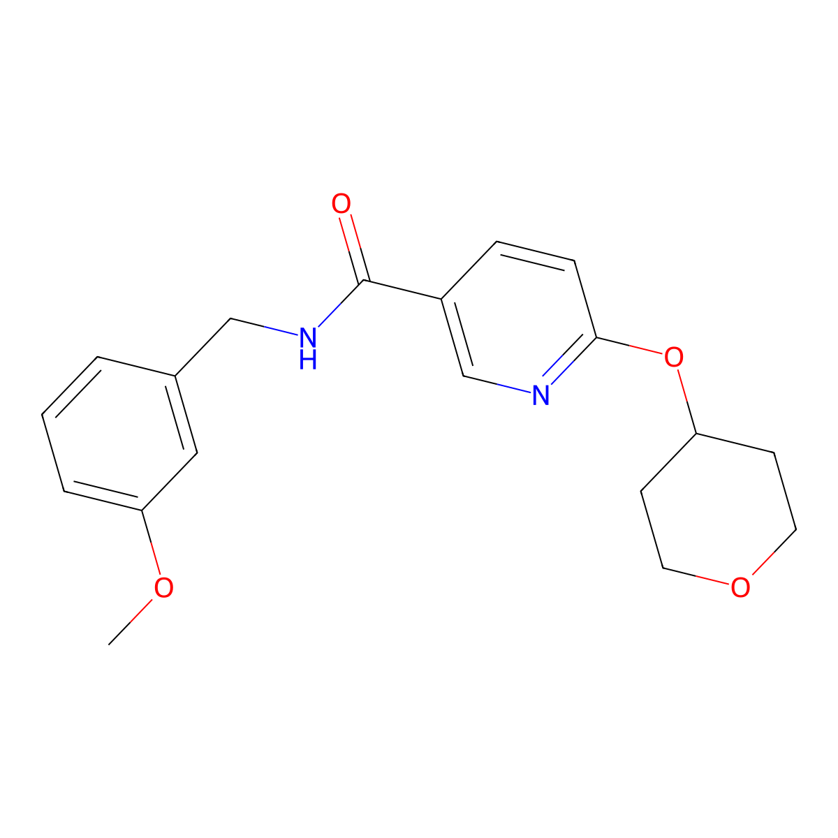 N-(3-methoxybenzyl)-6-((tetrahydro-2H-pyran-4-yl)oxy)nicotinamide molecular structure, CAS 1903557-55-0