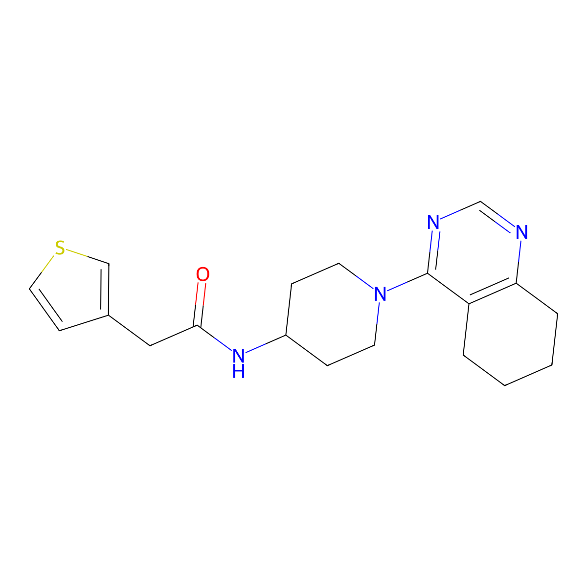 N-(1-(5,6,7,8-tetrahydroquinazolin-4-yl)piperidin-4-yl)-2-(thiophen-3-yl)acetamide molecular structure, CAS 1903558-87-1