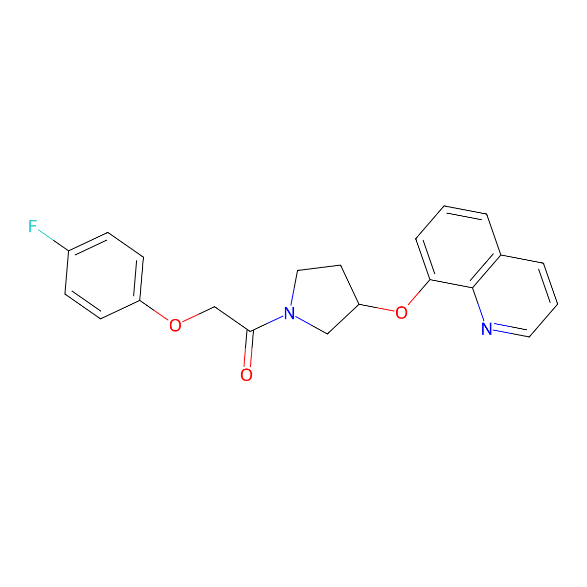 2-(4-Fluorophenoxy)-1-(3-(quinolin-8-yloxy)pyrrolidin-1-yl)ethanone molecular structure, CAS 1903561-71-6