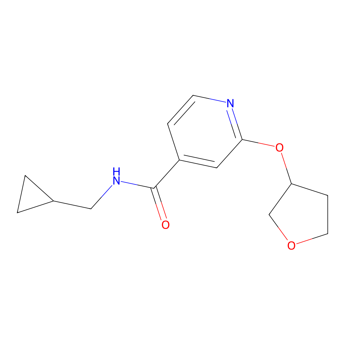 N-(cyclopropylmethyl)-2-((tetrahydrofuran-3-yl)oxy)isonicotinamide molecular structure, CAS 1903562-09-3