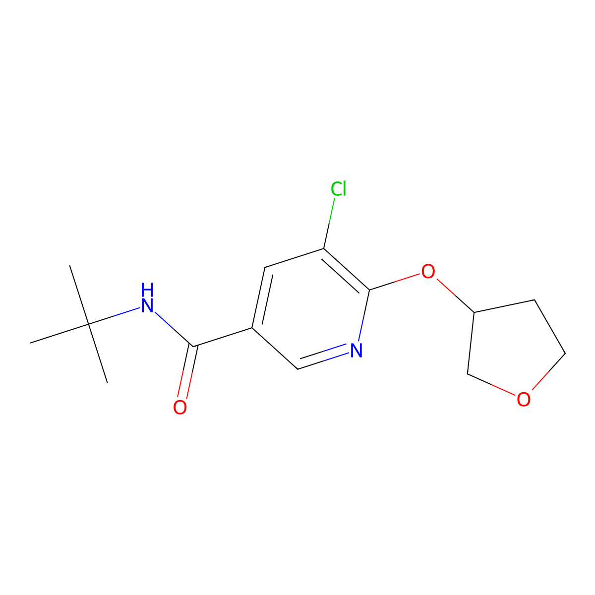 N-(tert-butyl)-5-chloro-6-((tetrahydrofuran-3-yl)oxy)nicotinamide molecular structure, CAS 1903563-10-9