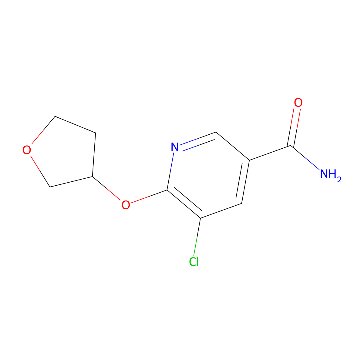 5-Chloro-6-((tetrahydrofuran-3-yl)oxy)nicotinamide molecular structure, CAS 1903564-16-8