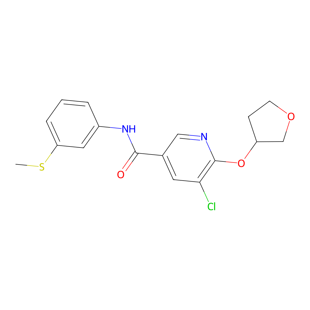 5-chloro-N-(3-(methylthio)phenyl)-6-((tetrahydrofuran-3-yl)oxy)nicotinamide molecular structure, CAS 1903564-20-4