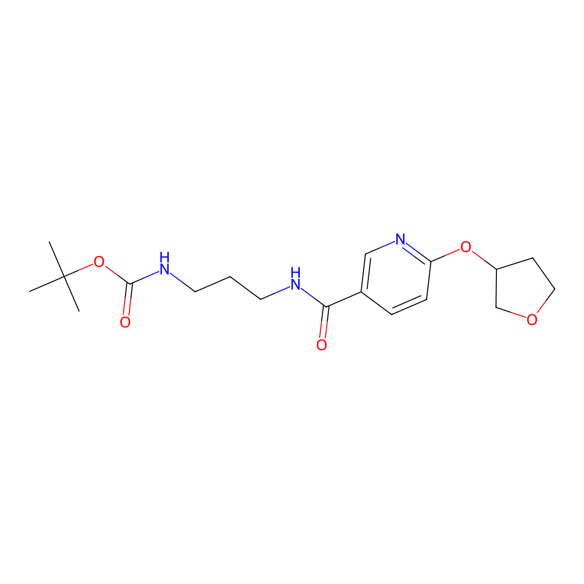 Tert-butyl (3-(6-((tetrahydrofuran-3-yl)oxy)nicotinamido)propyl)carbamate molecular structure, CAS 1903565-80-9
