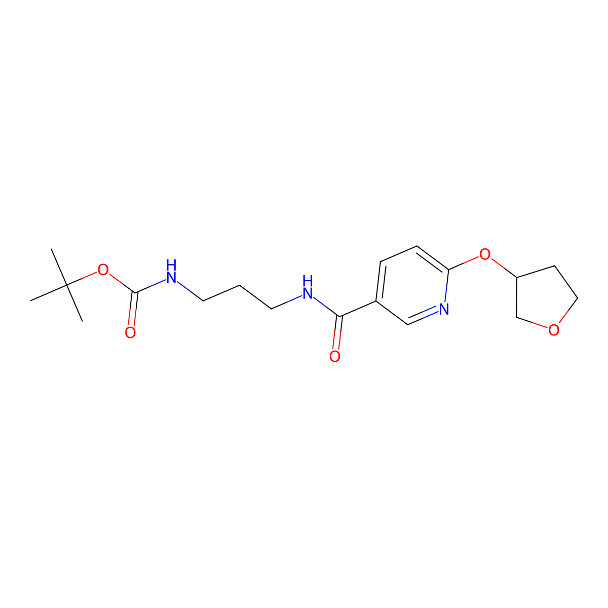 Tert-butyl (3-(6-((tetrahydrofuran-3-yl)oxy)nicotinamido)propyl)carbamate molecular structure, CAS 1903565-80-9