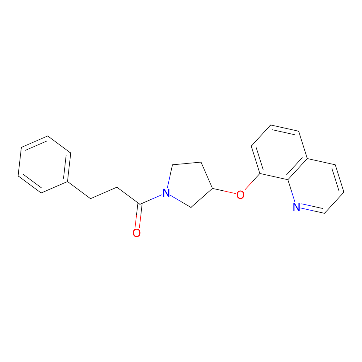 3-Phenyl-1-[3-(quinolin-8-yloxy)pyrrolidin-1-yl]propan-1-one molecular structure, CAS 1903567-46-3