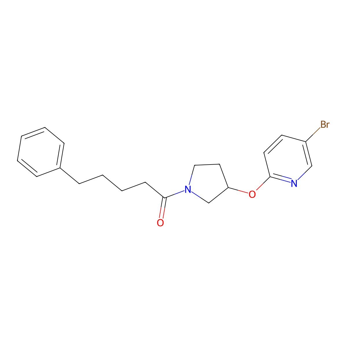 1-(3-((5-Bromopyridin-2-yl)oxy)pyrrolidin-1-yl)-5-phenylpentan-1-one molecular structure, CAS 1903570-63-7