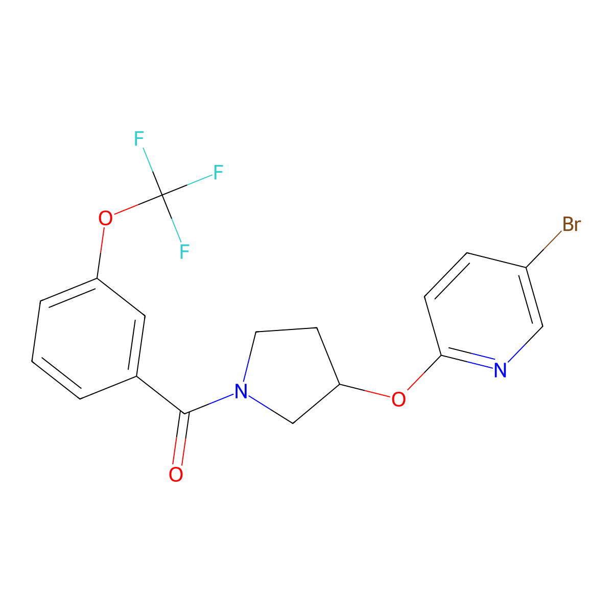 (3-((5-Bromopyridin-2-yl)oxy)pyrrolidin-1-yl)(3-(trifluoromethoxy)phenyl)methanone molecular structure, CAS 1903570-66-0