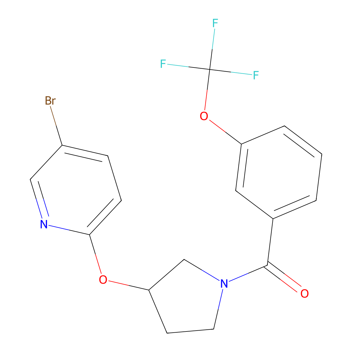 (3-((5-Bromopyridin-2-yl)oxy)pyrrolidin-1-yl)(3-(trifluoromethoxy)phenyl)methanone molecular structure, CAS 1903570-66-0