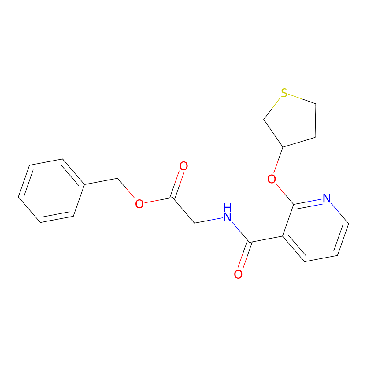 Benzyl 2-(2-((tetrahydrothiophen-3-yl)oxy)nicotinamido)acetate molecular structure, CAS 1903571-91-4