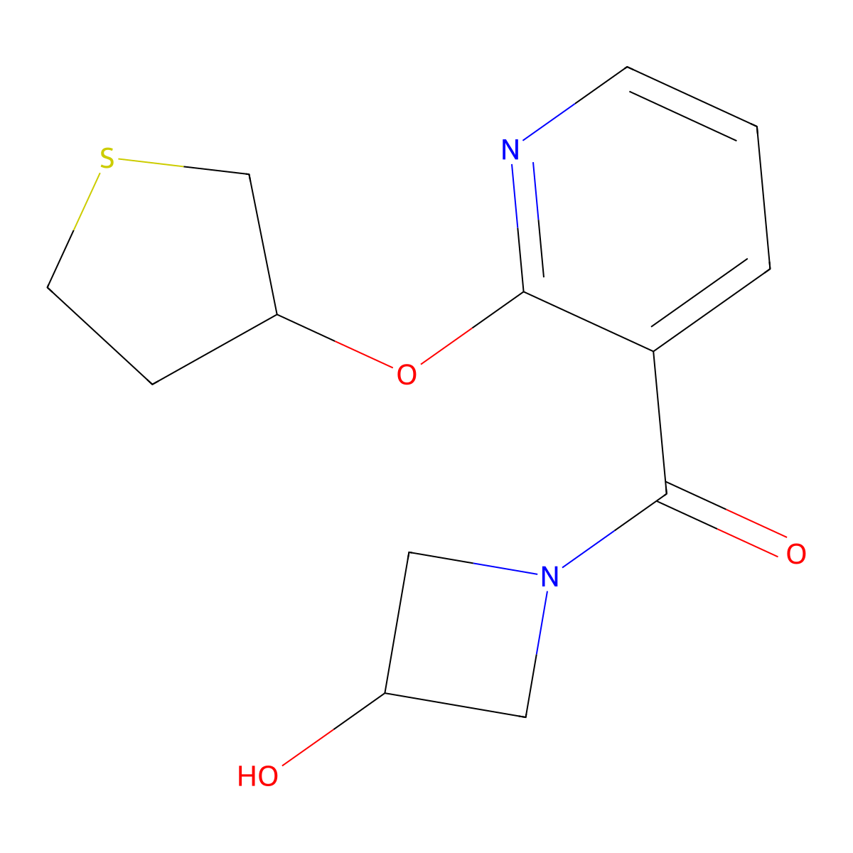 (3-Hydroxyazetidin-1-yl)(2-((tetrahydrothiophen-3-yl)oxy)pyridin-3-yl)methanone molecular structure, CAS 1903572-06-4
