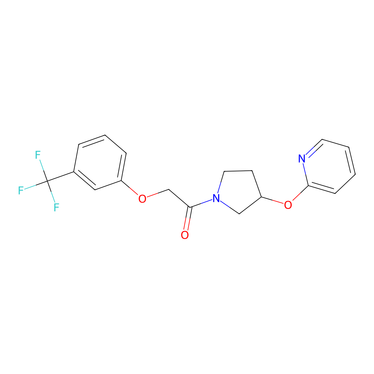 1-(3-(Pyridin-2-yloxy)pyrrolidin-1-yl)-2-(3-(trifluoromethyl)phenoxy)ethanone molecular structure, CAS 1903575-56-3
