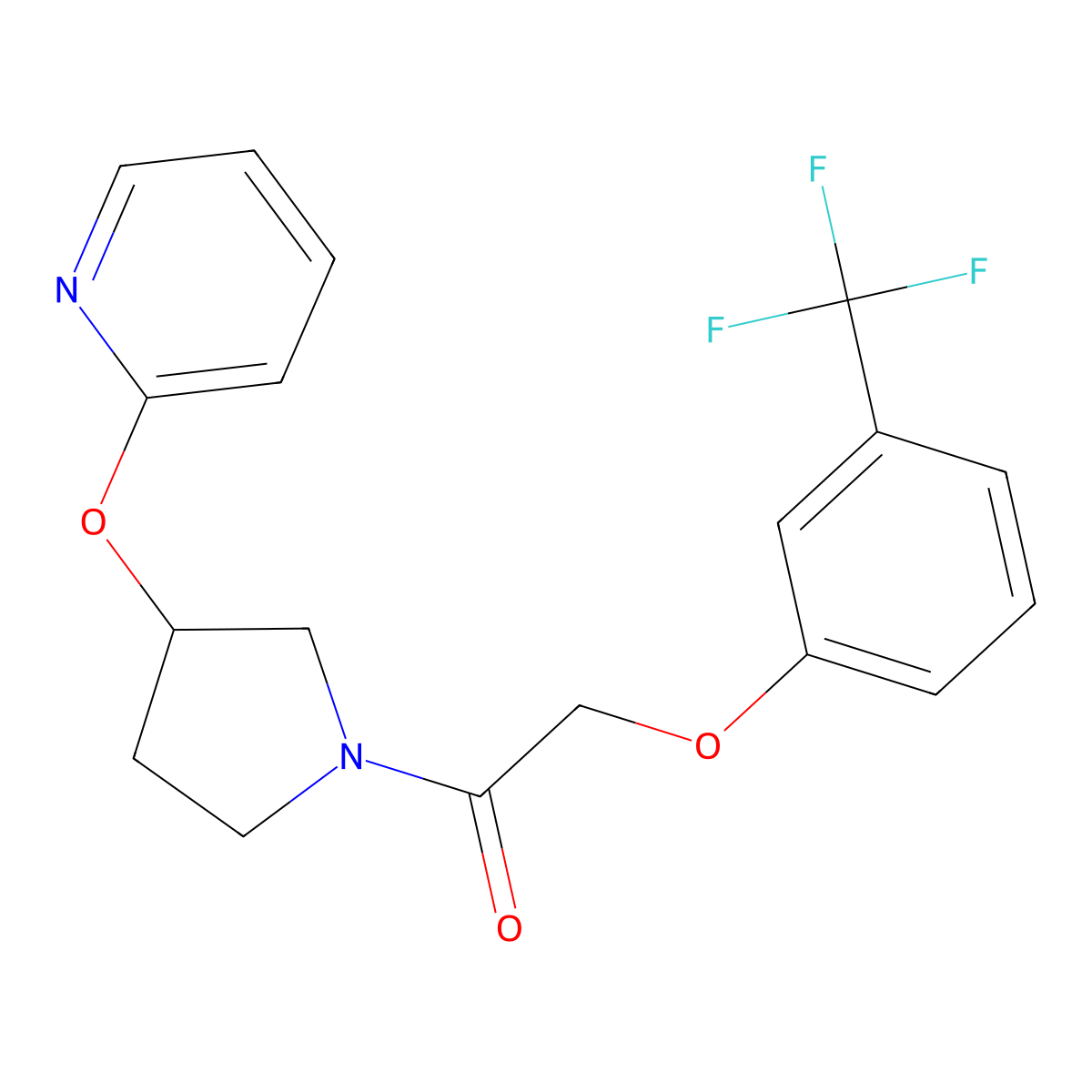 1-(3-(Pyridin-2-yloxy)pyrrolidin-1-yl)-2-(3-(trifluoromethyl)phenoxy)ethanone molecular structure, CAS 1903575-56-3