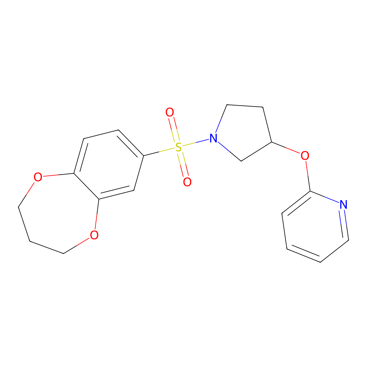 2-((1-((3,4-dihydro-2H-benzo[b][1,4]dioxepin-7-yl)sulfonyl)pyrrolidin-3-yl)oxy)pyridine molecular structure, CAS 1903575-89-2