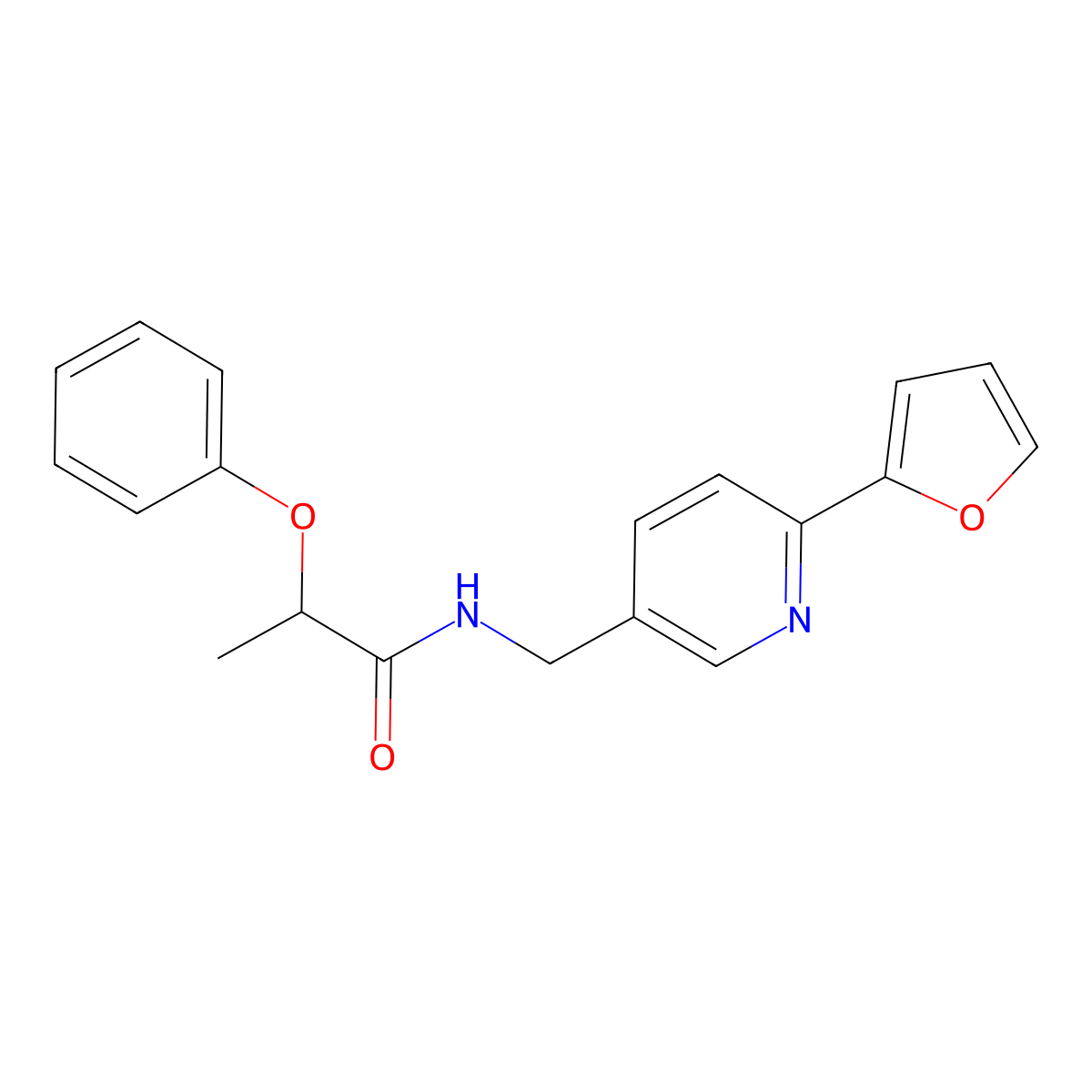 N-{[6-(furan-2-yl)pyridin-3-yl]methyl}-2-phenoxypropanamide molecular structure, CAS 1903578-24-4