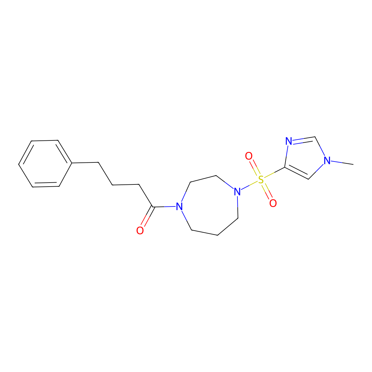 1-{4-[(1-methyl-1H-imidazol-4-yl)sulfonyl]-1,4-diazepan-1-yl}-4-phenylbutan-1-one molecular structure, CAS 1903581-49-6
