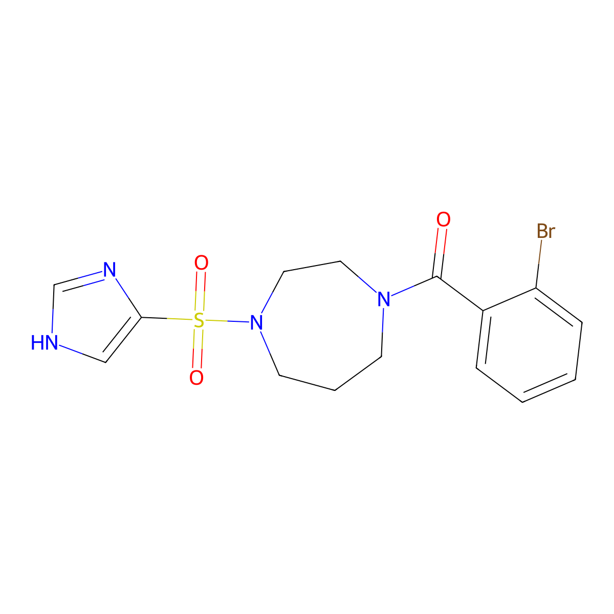 (4-((1H-imidazol-4-yl)sulfonyl)-1,4-diazepan-1-yl)(2-bromophenyl)methanone molecular structure, CAS 1903583-66-3