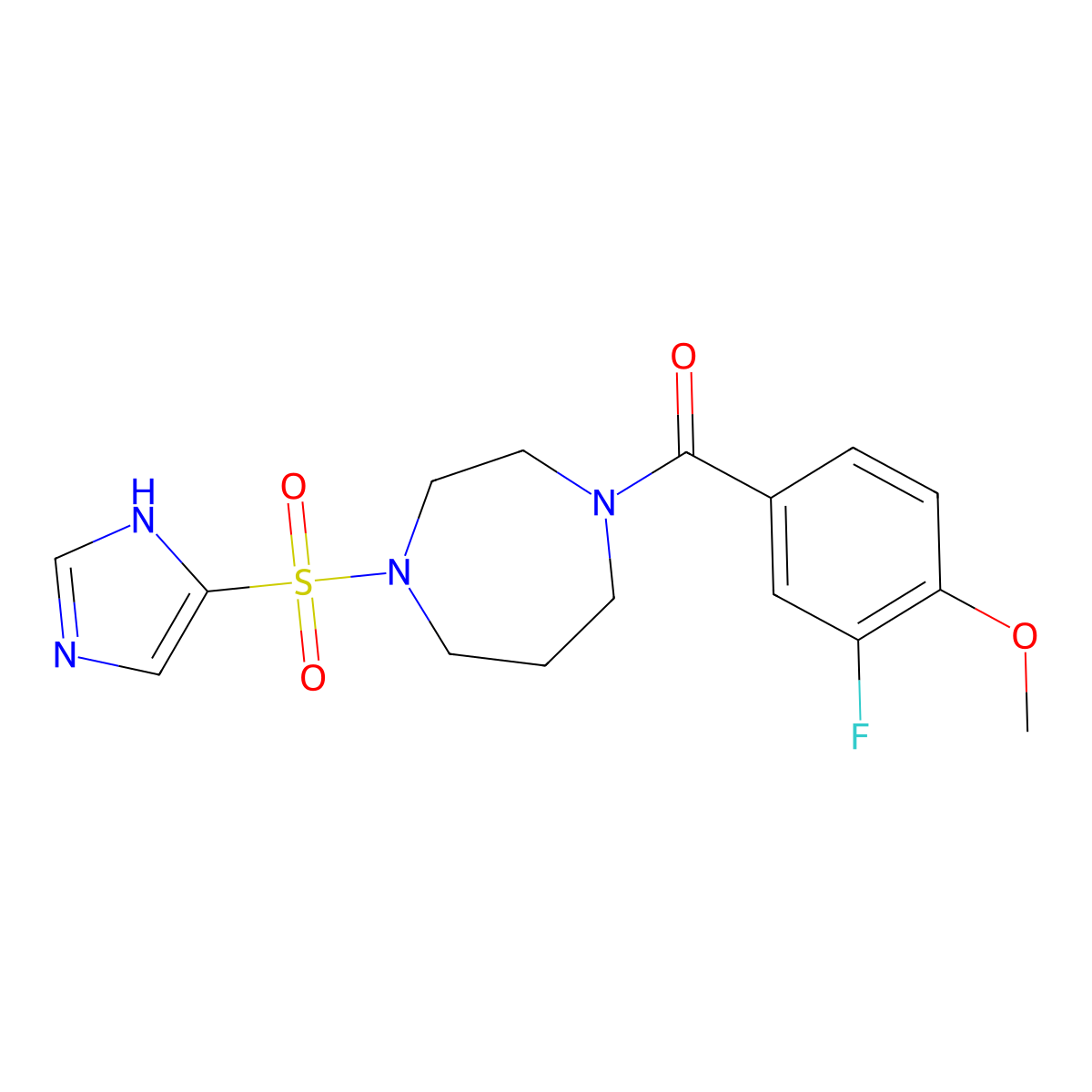 (4-((1H-imidazol-4-yl)sulfonyl)-1,4-diazepan-1-yl)(3-fluoro-4-methoxyphenyl)methanone molecular structure, CAS 1903585-06-7