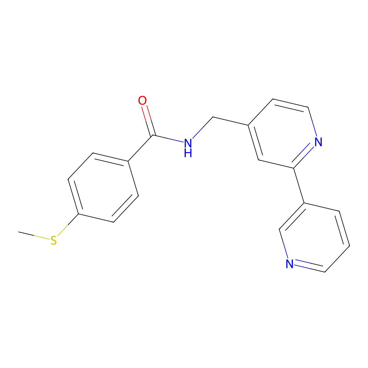 N-({[2,3'-bipyridine]-4-yl}methyl)-4-(methylsulfanyl)benzamide molecular structure, CAS 1903589-45-6