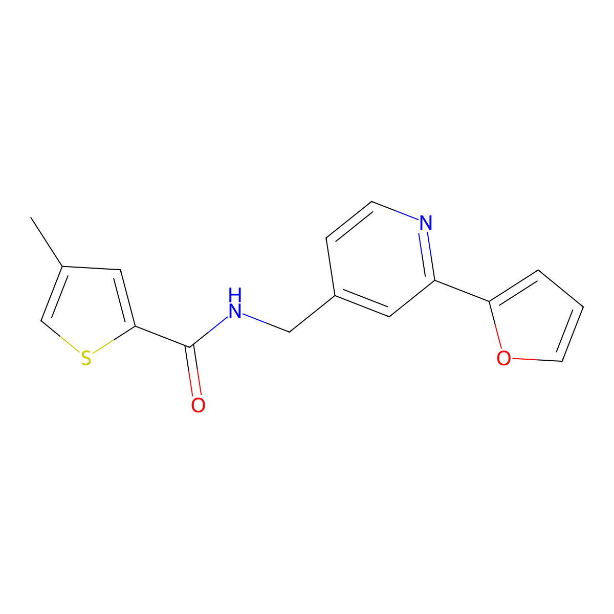 N-{[2-(furan-2-yl)pyridin-4-yl]methyl}-4-methylthiophene-2-carboxamide molecular structure, CAS 1903590-50-0