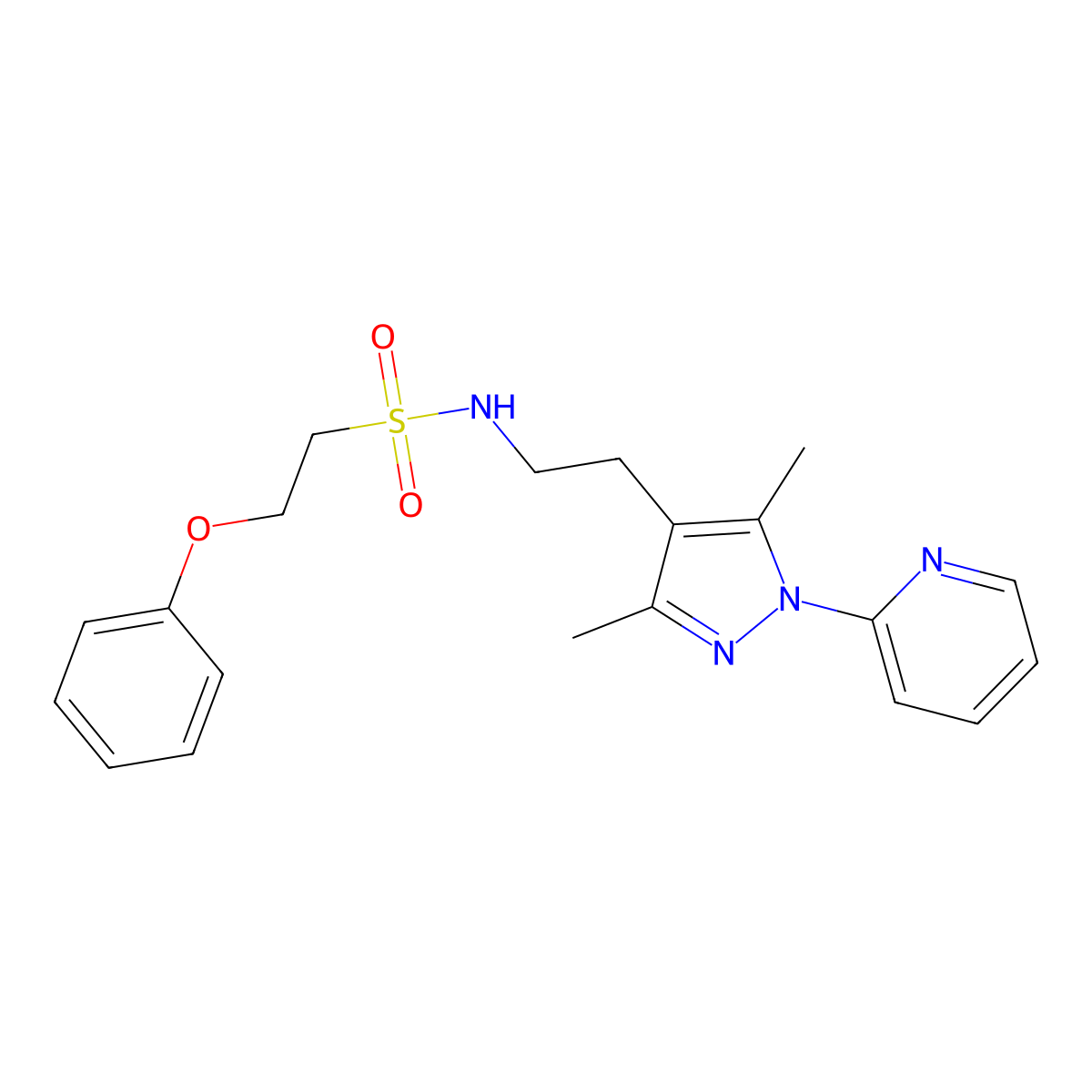 N-(2-(3,5-dimethyl-1-(pyridin-2-yl)-1H-pyrazol-4-yl)ethyl)-2-phenoxyethanesulfonamide molecular structure, CAS 1903591-55-8