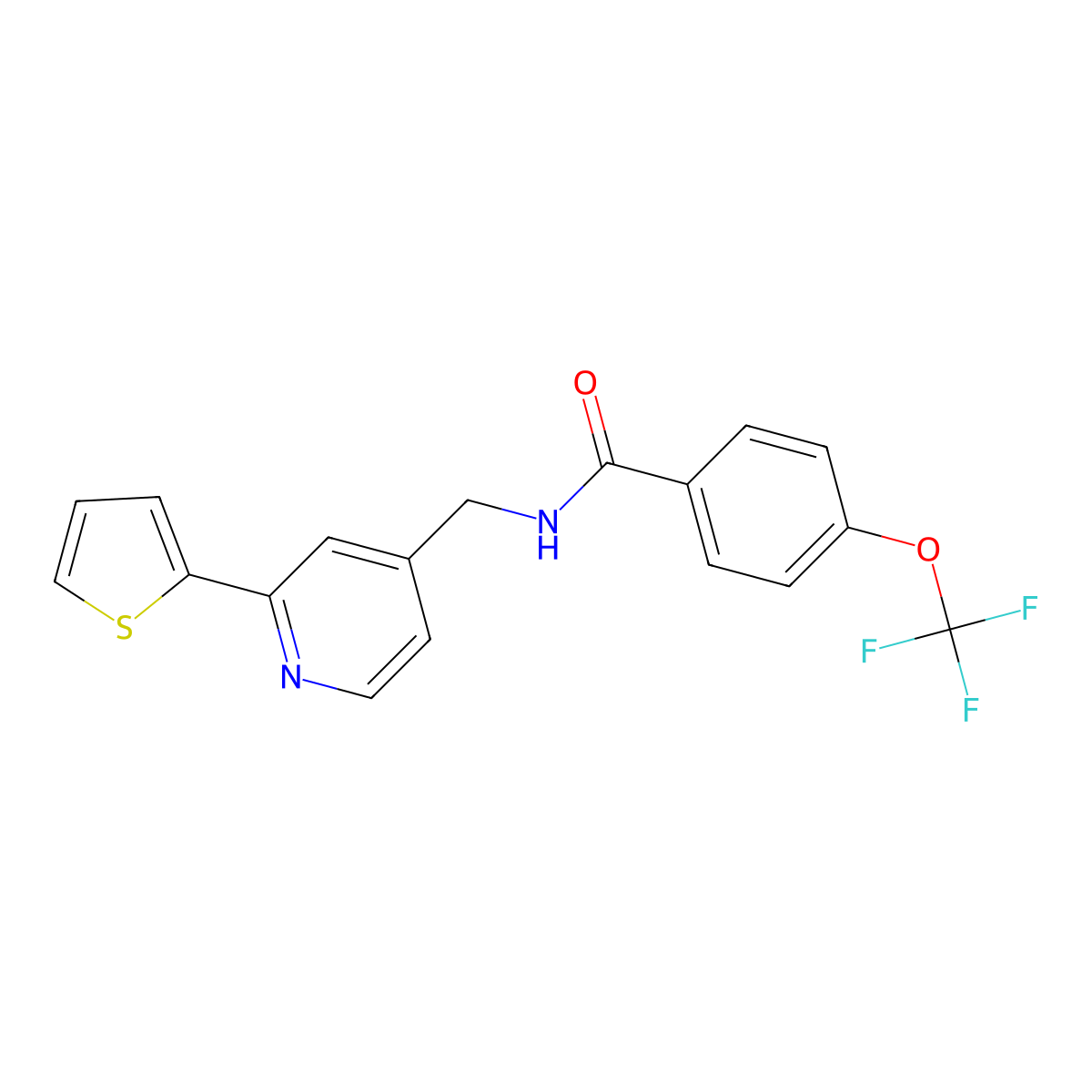 N-{[2-(thiophen-2-yl)pyridin-4-yl]methyl}-4-(trifluoromethoxy)benzamide molecular structure, CAS 1903591-63-8