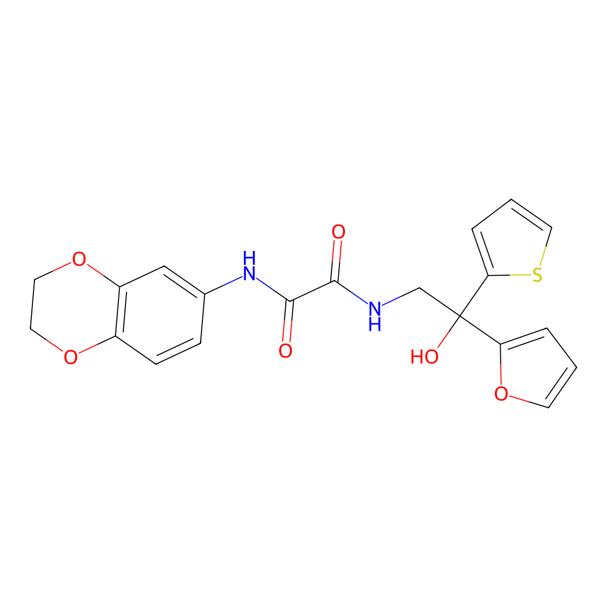 N1-(2,3-dihydrobenzo[b][1,4]dioxin-6-yl)-N2-(2-(furan-2-yl)-2-hydroxy-2-(thiophen-2-yl)ethyl)oxalamide molecular structure, CAS 1903592-36-8