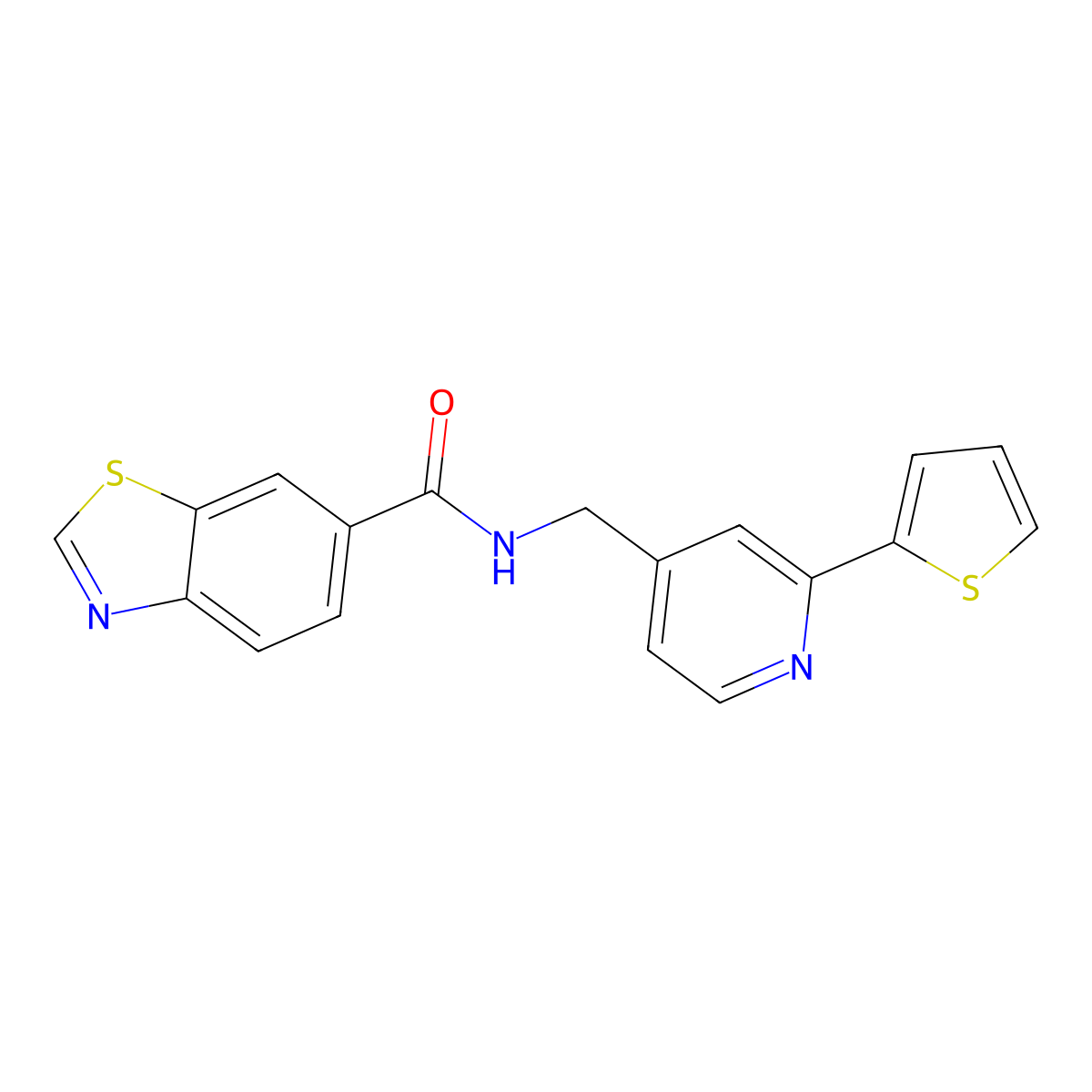 N-((2-(thiophen-2-yl)pyridin-4-yl)methyl)benzo[d]thiazole-6-carboxamide molecular structure, CAS 1903592-76-6