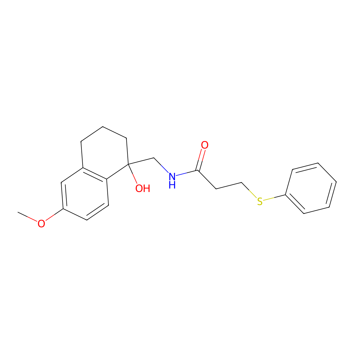 N-((1-hydroxy-6-methoxy-1,2,3,4-tetrahydronaphthalen-1-yl)methyl)-3-(phenylthio)propanamide molecular structure, CAS 1903596-02-0